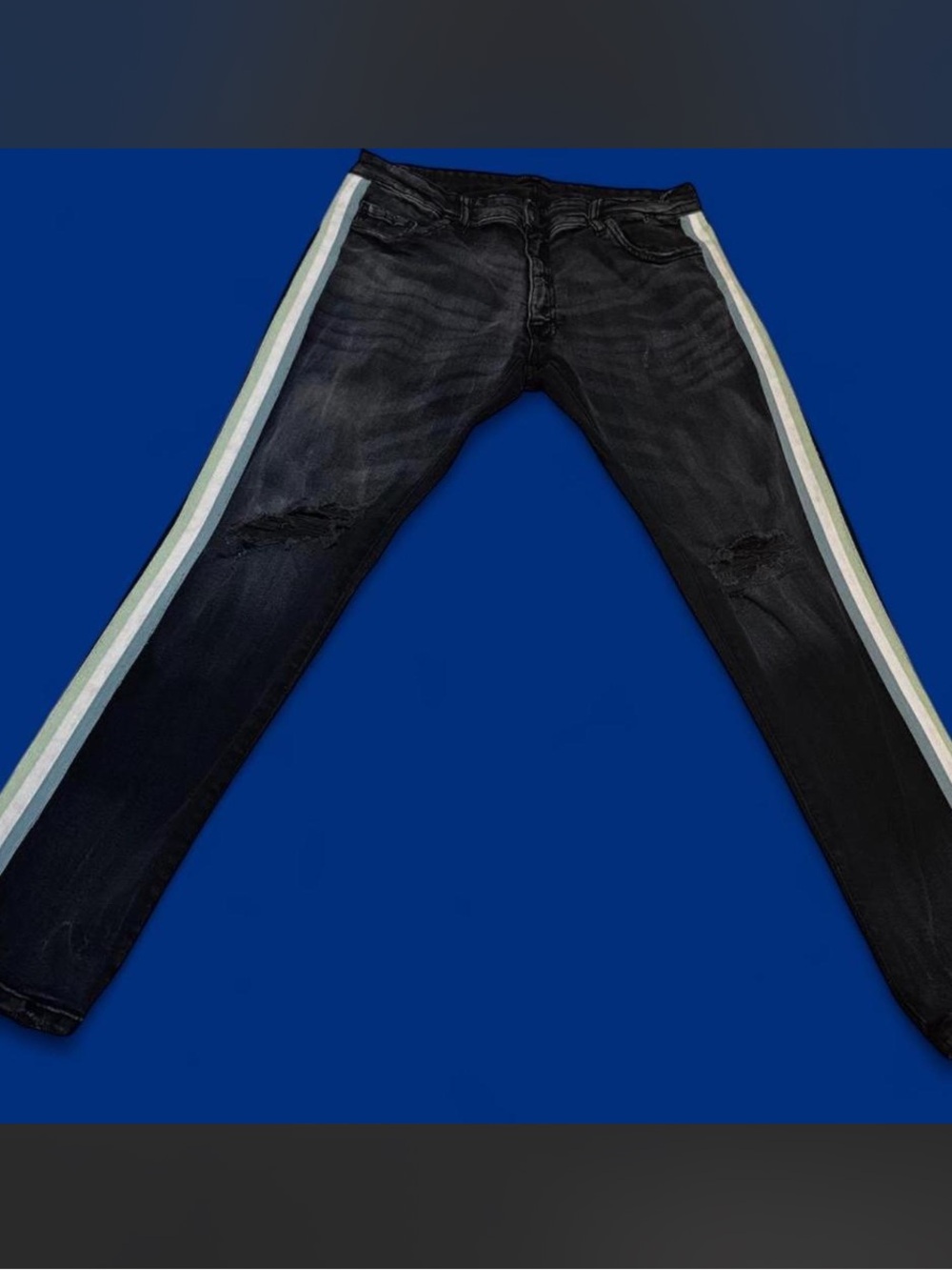 Jordan Craig Slim Straight Jeans with White and Mint Side Stripes